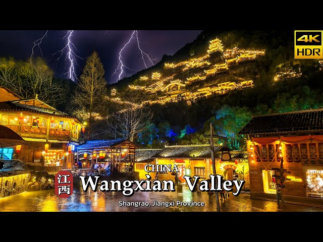 Walk Into a Chinese Immortal World: Wangxian Valley Magical Rainy Night in 4K