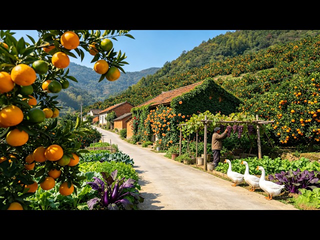 Entire Hillside Covered In Orange Trees! Real Undisturbed Chinese Countryside Tour 4K HDR