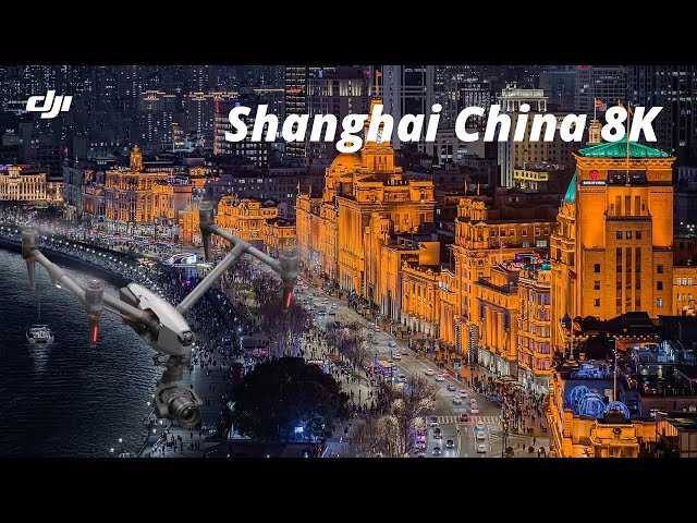 Shanghai at Night: 8K Aerial Views of the City