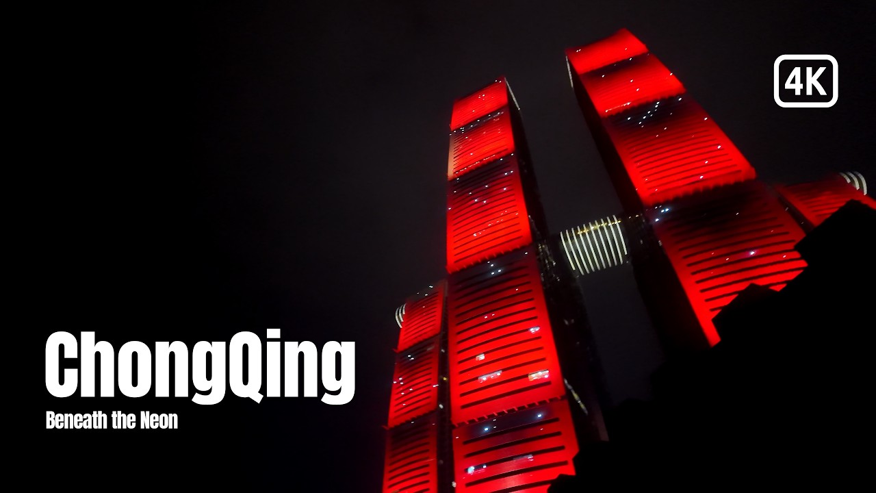 Chongqing Night Walk: Riverside Streets & Neon Lights in China [4K]