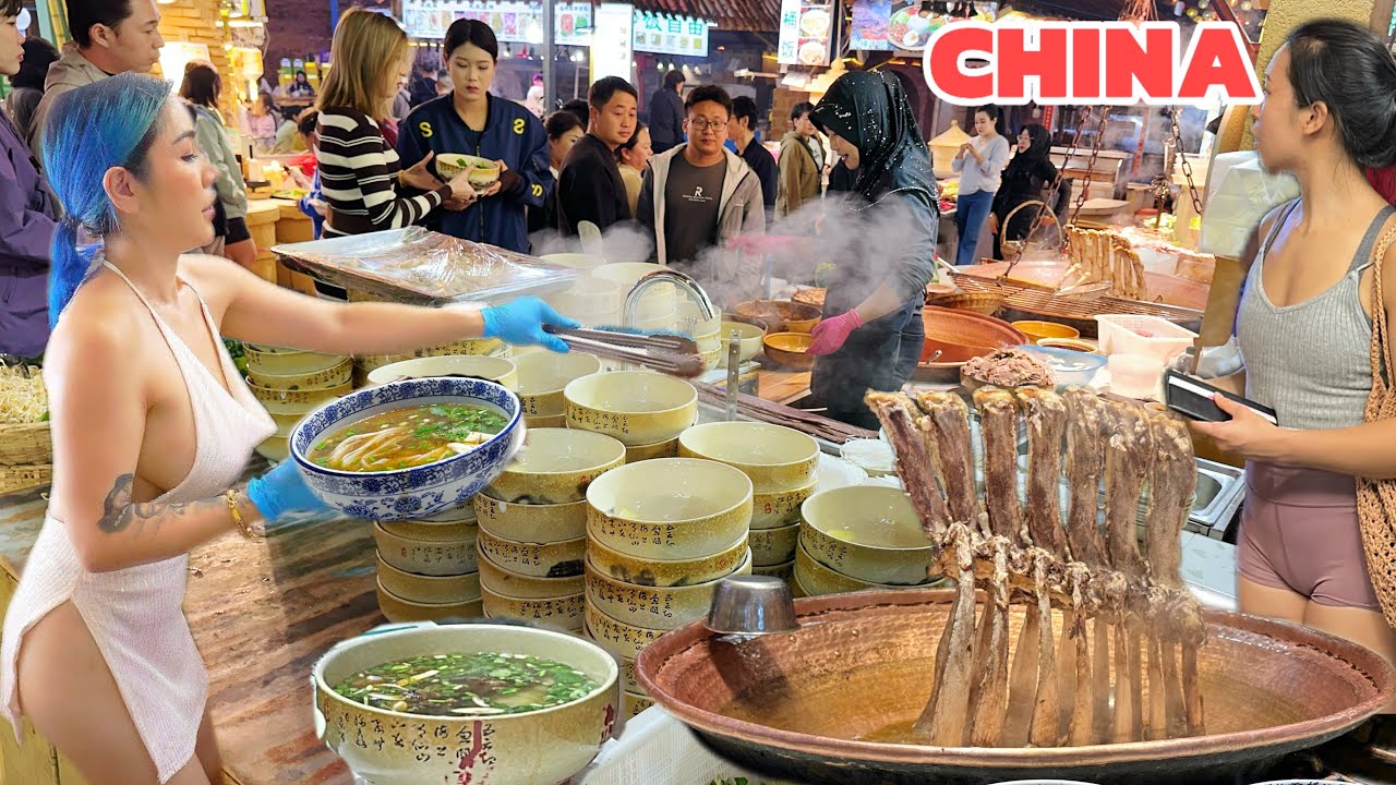 Insane Night Market in China Mountains: Huge Crowds and Street Food