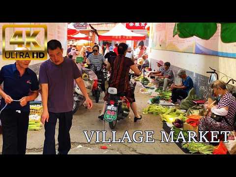 Chinese Village Market Walk — Local People, Food and Daily Life