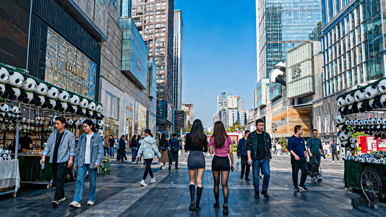 Chengdu — 4K HDR Walking Tour: City Center, The Most Livable City in China