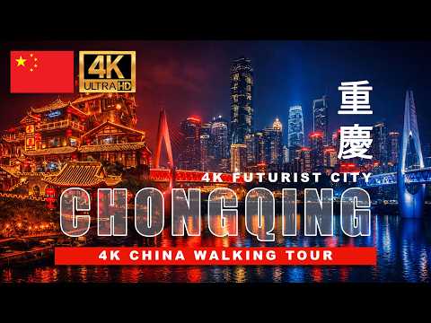 Walking Chongqing at Night — Chinese Food Street, Hongya Cave & Riverside Streets — 4K HDR